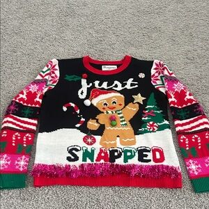 Festive Christmas Sweater with Gingerbread Design, size M